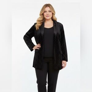 Meg & Margot Jacket Womens Size L Black Velvet‎ Gold Elegant Sophisticated New
